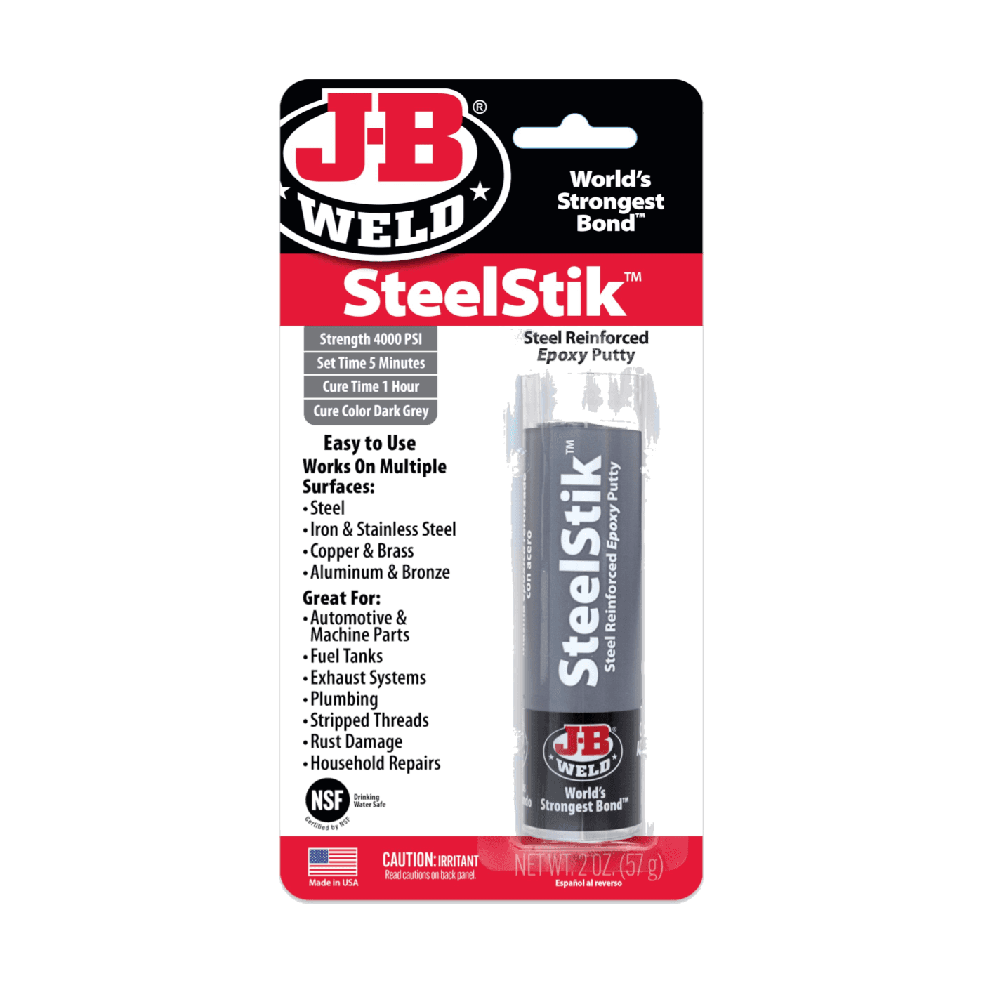 JB Weld SteelStik Сталева Епоксидна Шпаклівка для Металу 57г Ремонт та Відновлення - J-B WELD - 8267