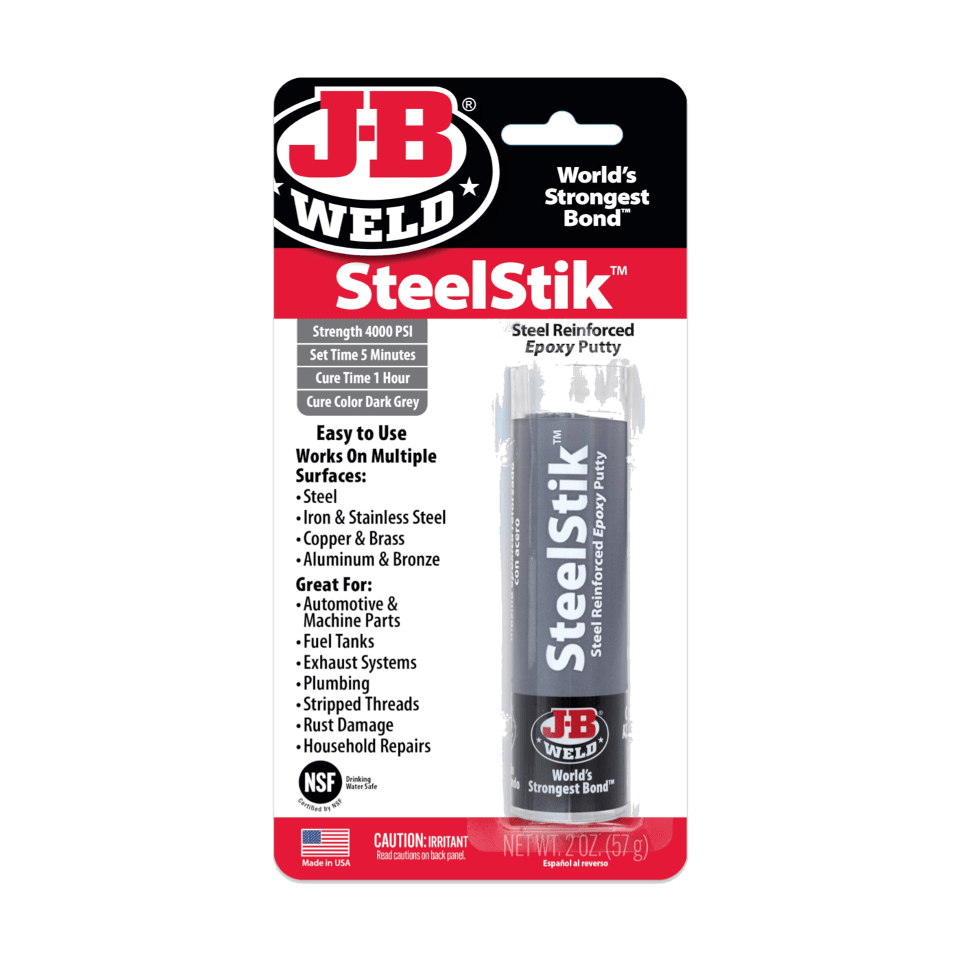 JB Weld SteelStik Сталева Епоксидна Шпаклівка для Металу 57г Ремонт та Відновлення - J-B WELD - 8267 зображення 1
