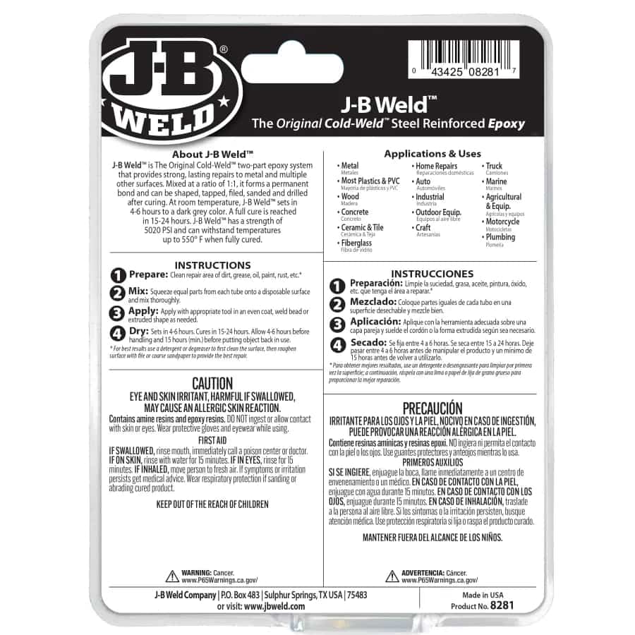 Епоксидний клей двокомпонентний J-B Weld Original 284гр 8281 - J-B WELD - 8281 зображення 9