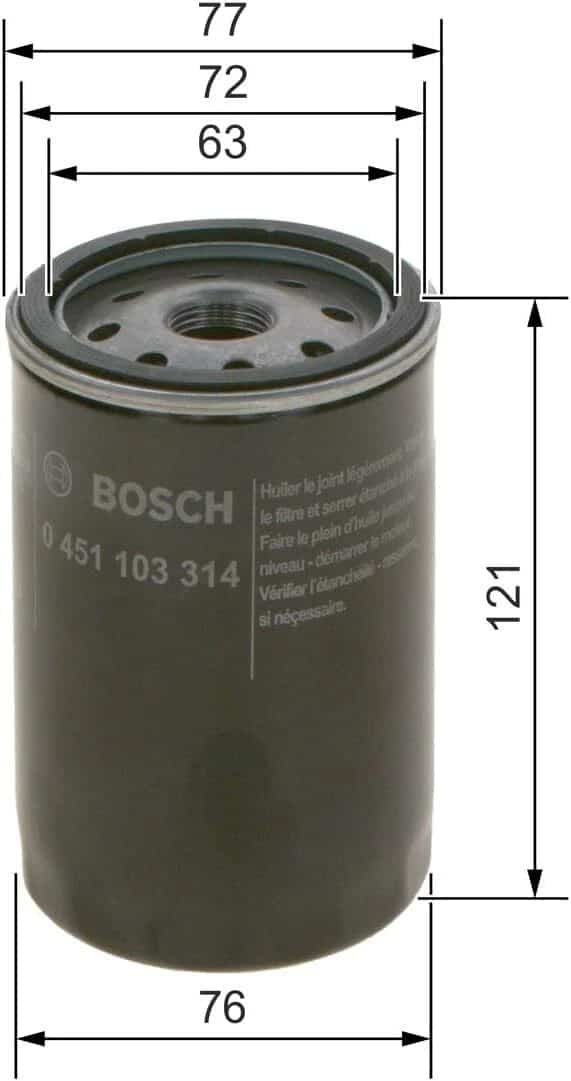 Масляний фільтр BOSCH 0451103314 P3314 – 06A115561B 06A115561D 06A115561E 034115561A – OE якість - Bosch - P3314 зображення 2