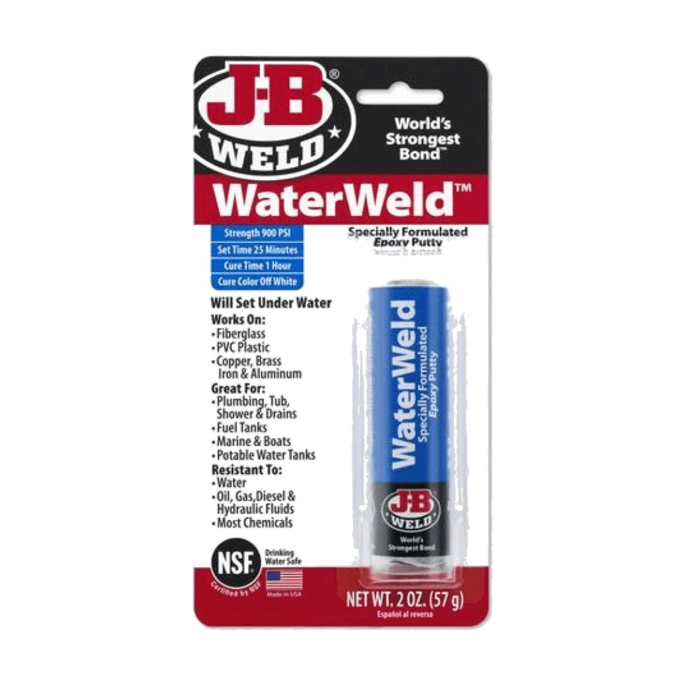 Епоксидна шпаклівка JB WaterWeld JB8277 для металу, пластику, труб, під водою - J-B WELD - 8277